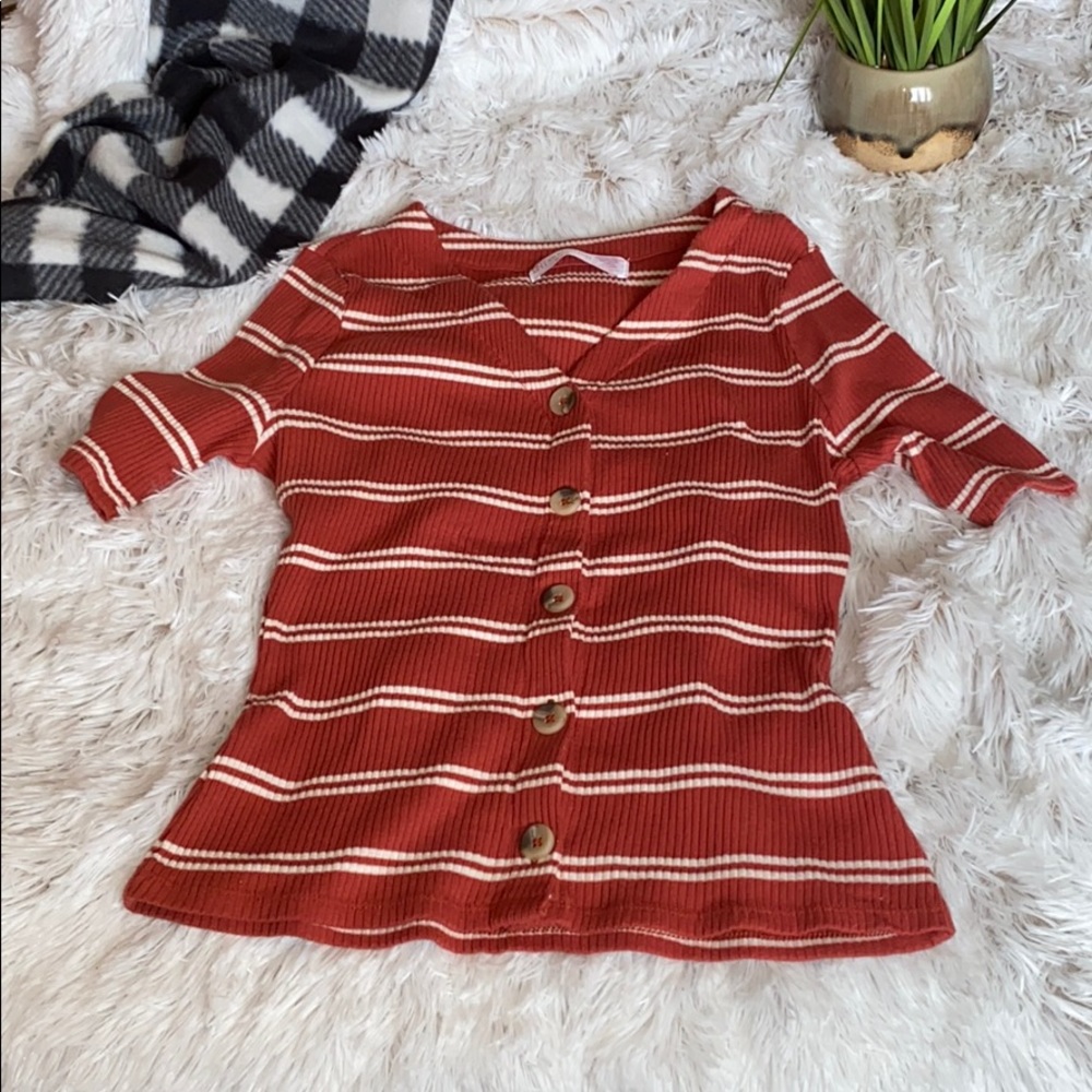 striped button down shirt ! 🍄